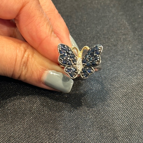 Unique Synthetic Sapphire Butterfly Ring - Picture 3 of 10